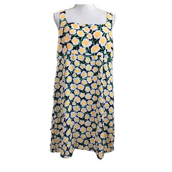 New Diane Von Furstenberg Yellow Black White Poppy Mini Shift Dress Size 14 - Picture 4 of 8